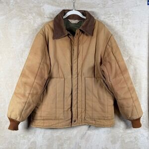 Walls Vintage Blizzard Pruf Insulated Work Jacket Mens L Tan Corduroy Quilted